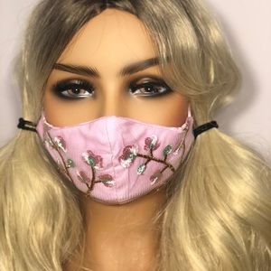 Pink Princess Cotton and Lace Face Mask